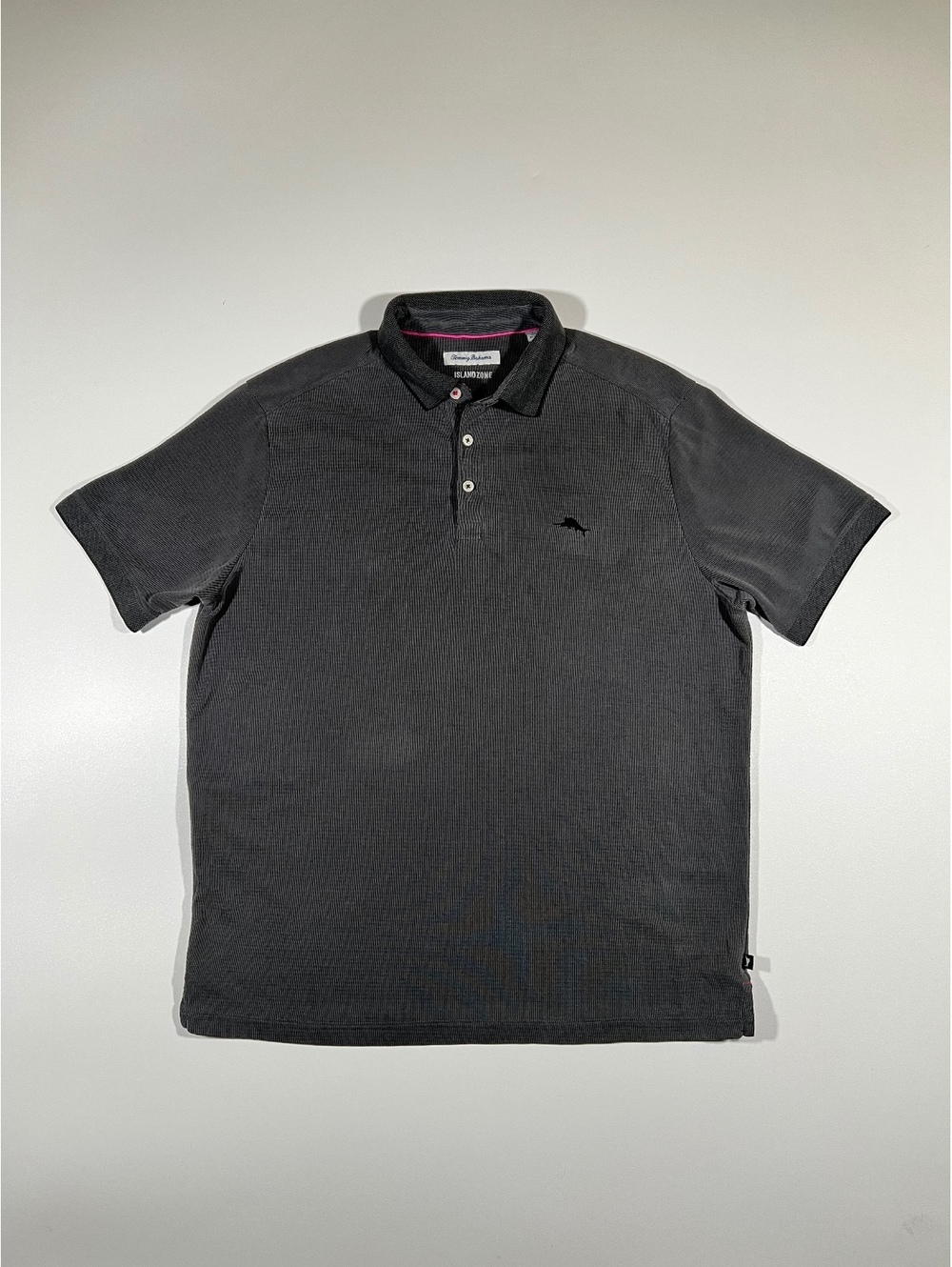 Tommy Bahama Island Zone Polo Shirt Dark Grey Performance Golf Marlin Logo